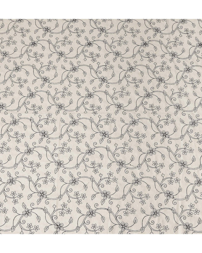 Cream Beige Embroidered Cotton Voile Fabric 110cm
