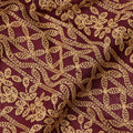 Burgundy Gold Stripe Embroidered Cotton Voile 110cm