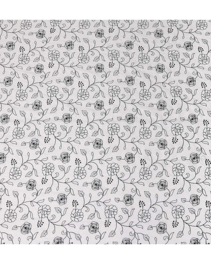 Ivory White Embroidered Cotton Voile Fabric 110cm