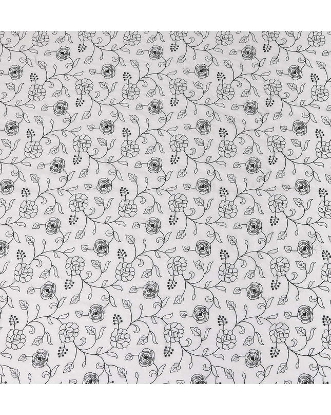 Ivory White Embroidered Cotton Voile Fabric 110cm