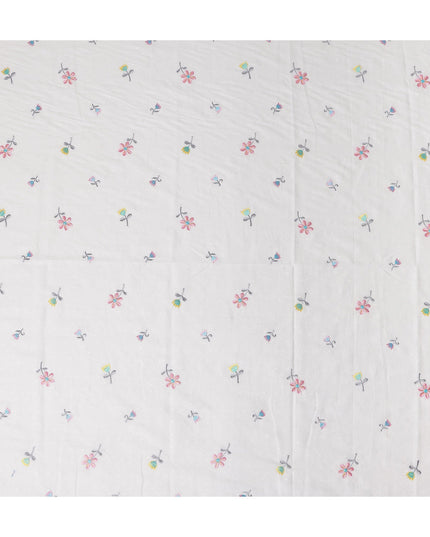 Pastel Multicolor Embroidered Cotton Voile Fabric 110cm
