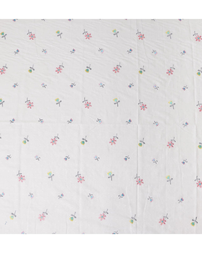 Pastel Multicolor Embroidered Cotton Voile Fabric 110cm