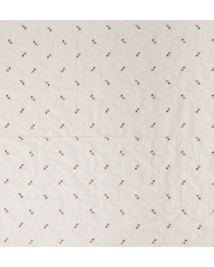 Ivory White Embroidered Cotton Voile Fabric 110cm