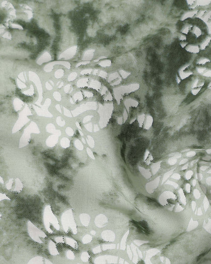 Moss Green Digital Print Lawn Fabric 110cm