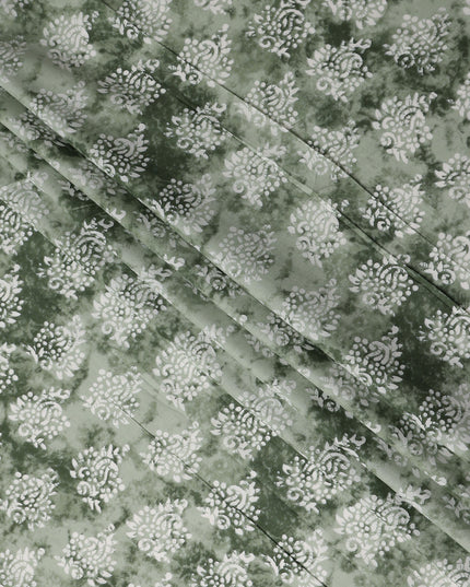 Moss Green Digital Print Lawn Fabric 110cm