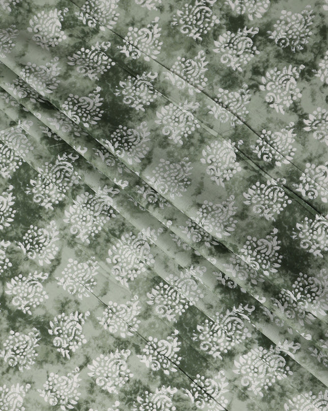 Moss Green Digital Print Lawn Fabric 110cm