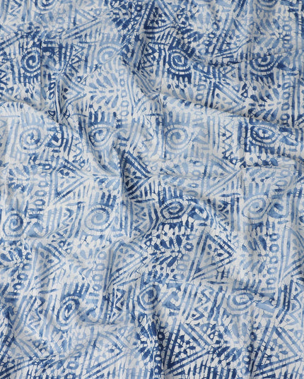 Denim Blue Digital Print Lawn Fabric 110cm