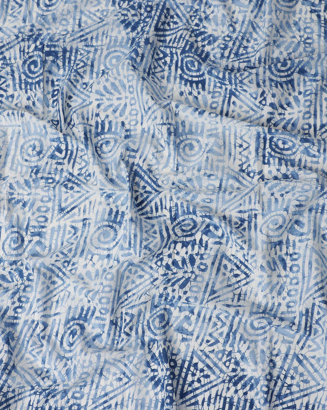 Denim Blue Digital Print Lawn Fabric 110cm