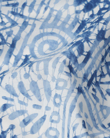 Denim Blue Digital Print Lawn Fabric 110cm