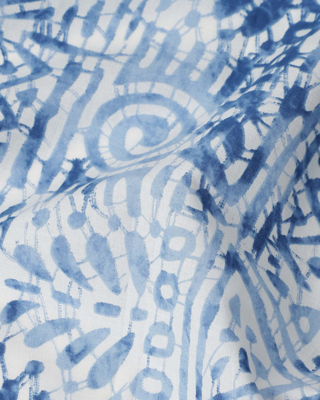 Denim Blue Digital Print Lawn Fabric 110cm