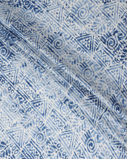 Denim Blue Digital Print Lawn Fabric 110cm