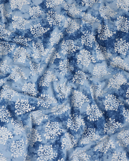 Cornflower Blue Digital Print Lawn Fabric 110cm