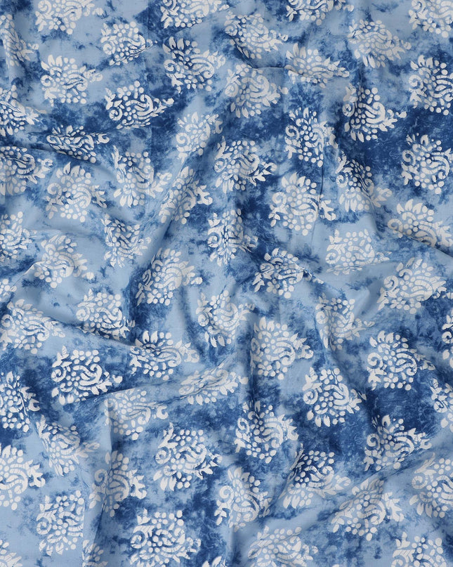 Cornflower Blue Digital Print Lawn Fabric 110cm