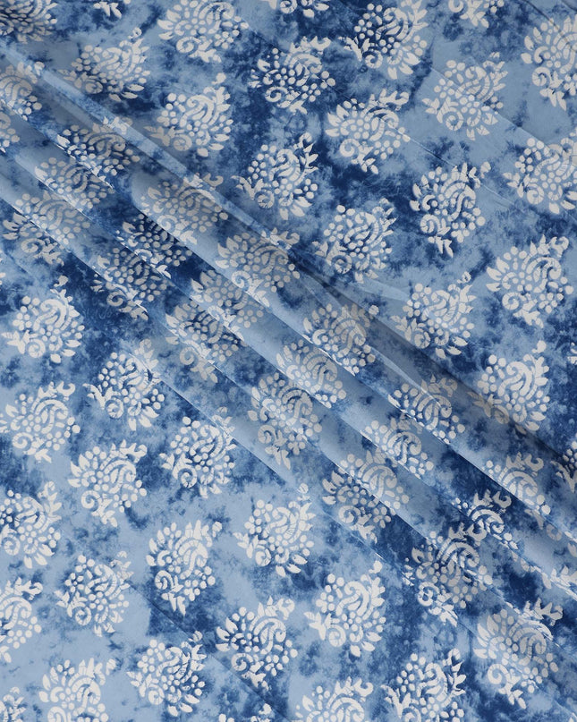 Cornflower Blue Digital Print Lawn Fabric 110cm