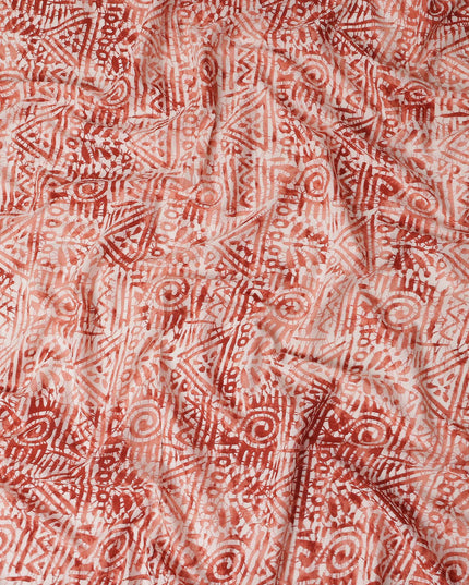 Terracotta Orange Digital Print Lawn Fabric 110cm