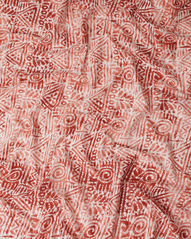 Terracotta Orange Digital Print Lawn Fabric 110cm