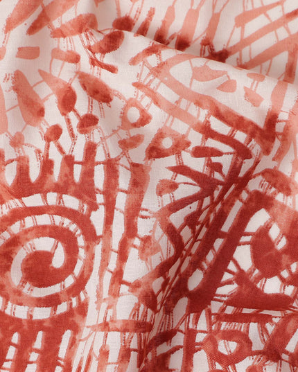 Terracotta Orange Digital Print Lawn Fabric 110cm