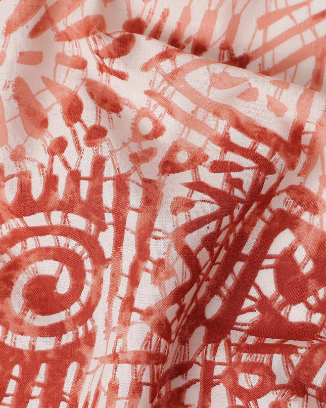 Terracotta Orange Digital Print Lawn Fabric 110cm