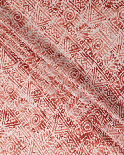 Terracotta Orange Digital Print Lawn Fabric 110cm