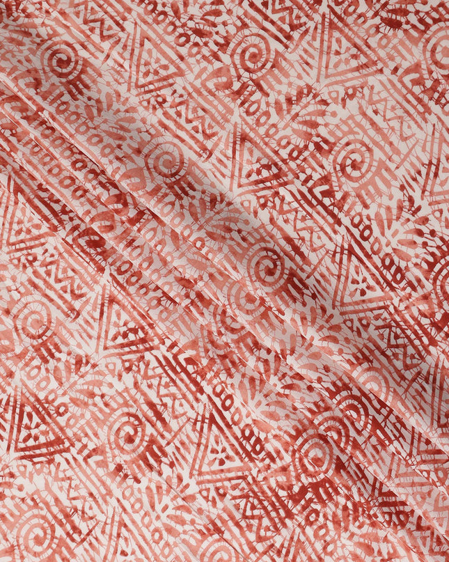 Terracotta Orange Digital Print Lawn Fabric 110cm