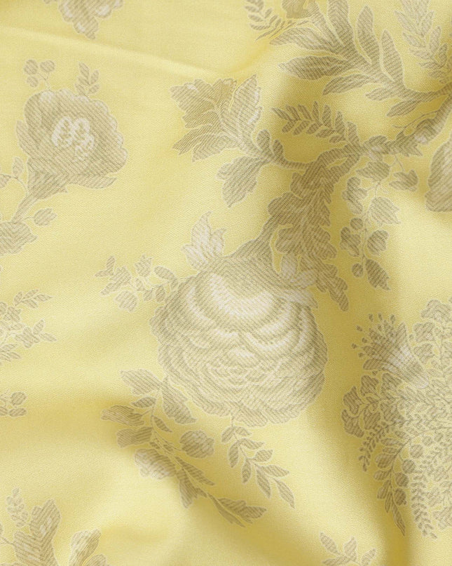 Butter Yellow Digital Print Lawn Fabric 110cm