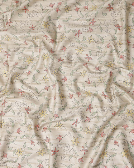 Ivory Cream Digital Print Lawn Fabric 110cm