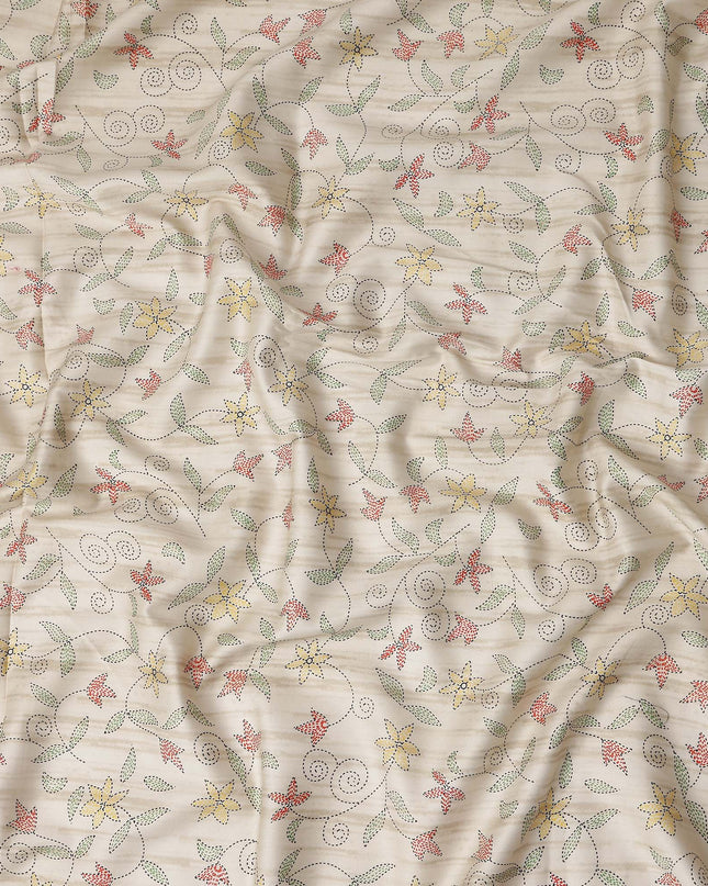 Ivory Cream Digital Print Lawn Fabric 110cm