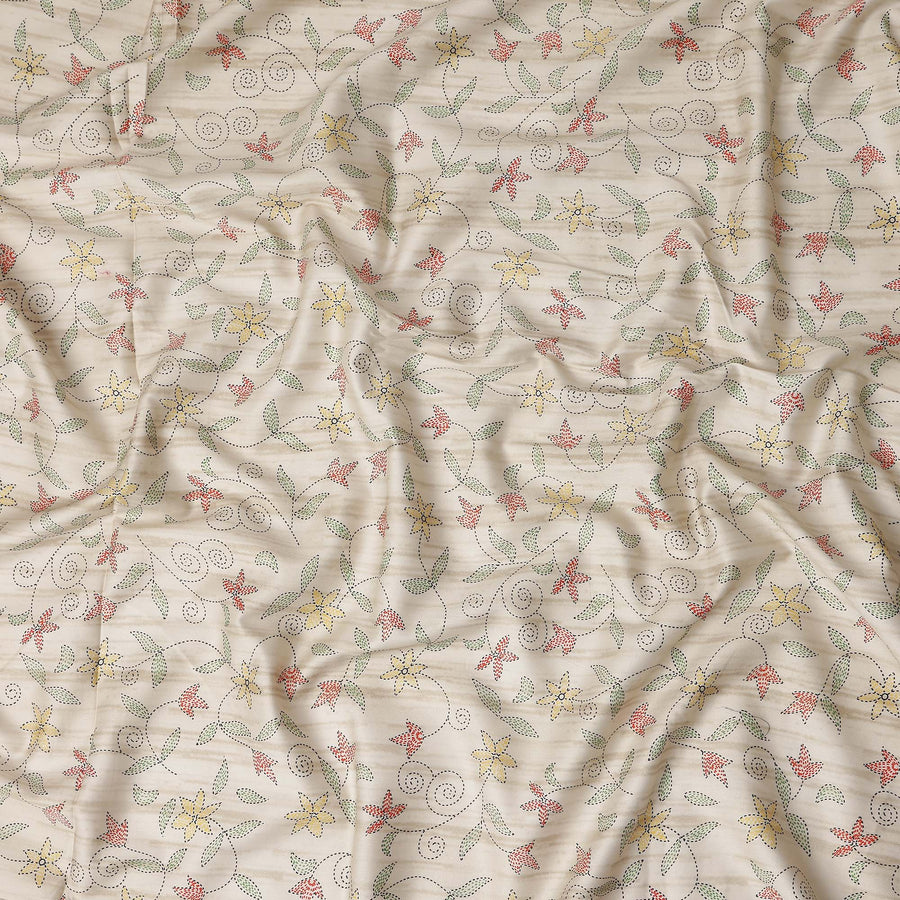 Ivory Cream Digital Print Lawn Fabric 110cm