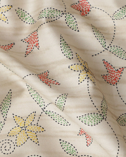 Ivory Cream Digital Print Lawn Fabric 110cm