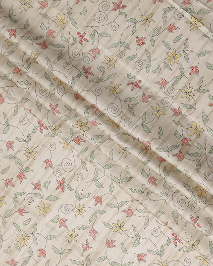 Ivory Cream Digital Print Lawn Fabric 110cm