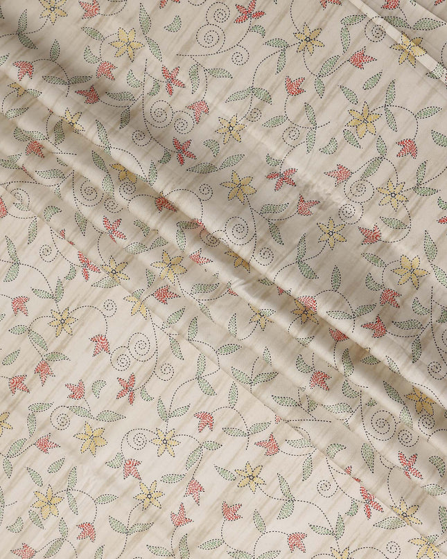 Ivory Cream Digital Print Lawn Fabric 110cm