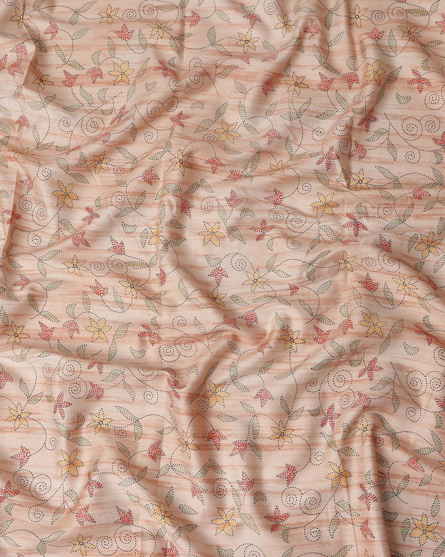 Peach Blush Digital Print Lawn Fabric 110cm