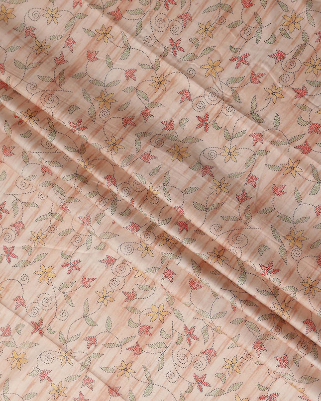 Peach Blush Digital Print Lawn Fabric 110cm