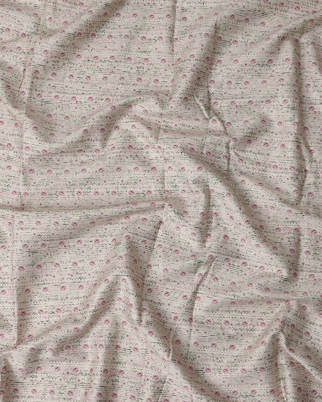 Ivory Cream Digital Print Lawn Fabric 110cm