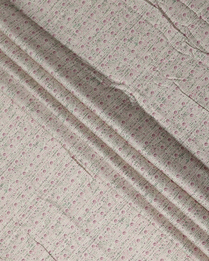 Ivory Cream Digital Print Lawn Fabric 110cm