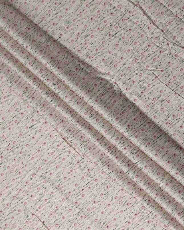 Ivory Cream Digital Print Lawn Fabric 110cm