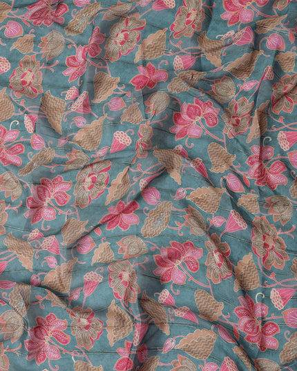 Teal Blue Synthetic Chiffon Fabric 110cm