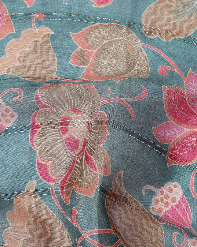 Teal Blue Synthetic Chiffon Fabric 110cm