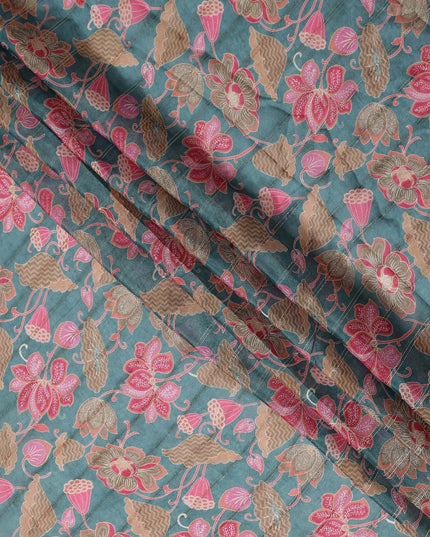 Teal Blue Synthetic Chiffon Fabric 110cm