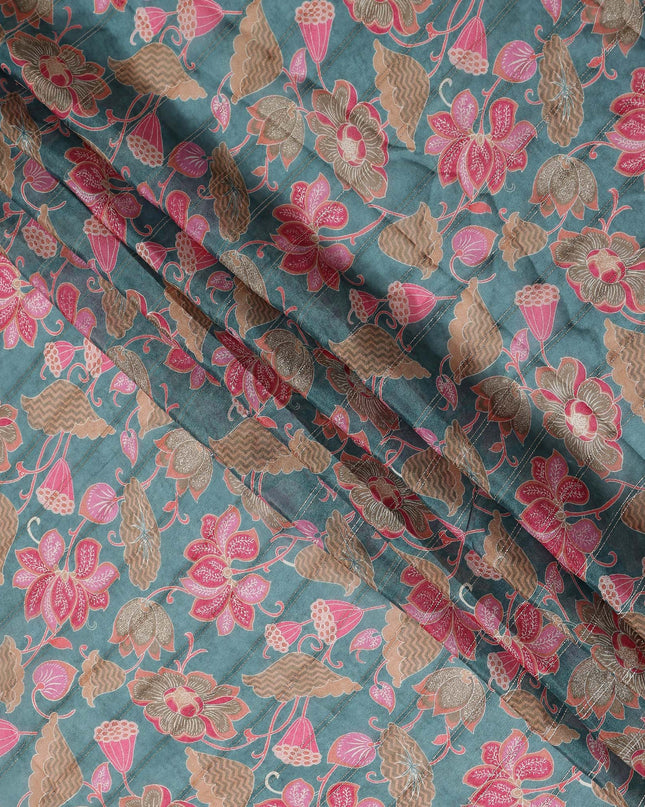 Teal Blue Synthetic Chiffon Fabric 110cm