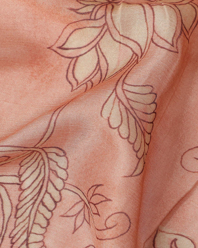 Peach Coral Synthetic Chiffon Fabric 110cm