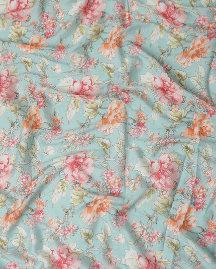 Duck Egg Blue Synthetic Chiffon Fabric 110cm