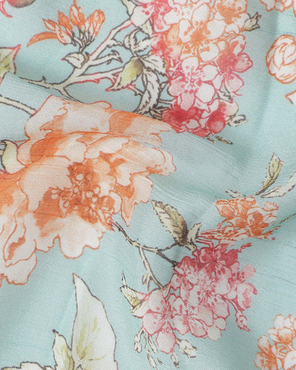 Duck Egg Blue Synthetic Chiffon Fabric 110cm