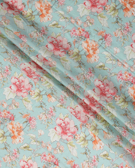 Duck Egg Blue Synthetic Chiffon Fabric 110cm