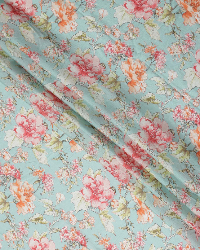 Duck Egg Blue Synthetic Chiffon Fabric 110cm