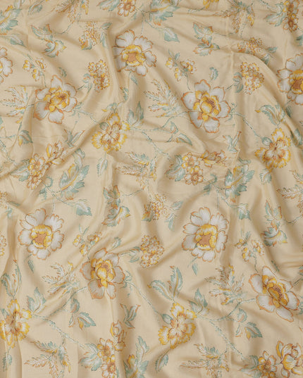 Buttercream Beige Synthetic Chiffon Fabric 110cm