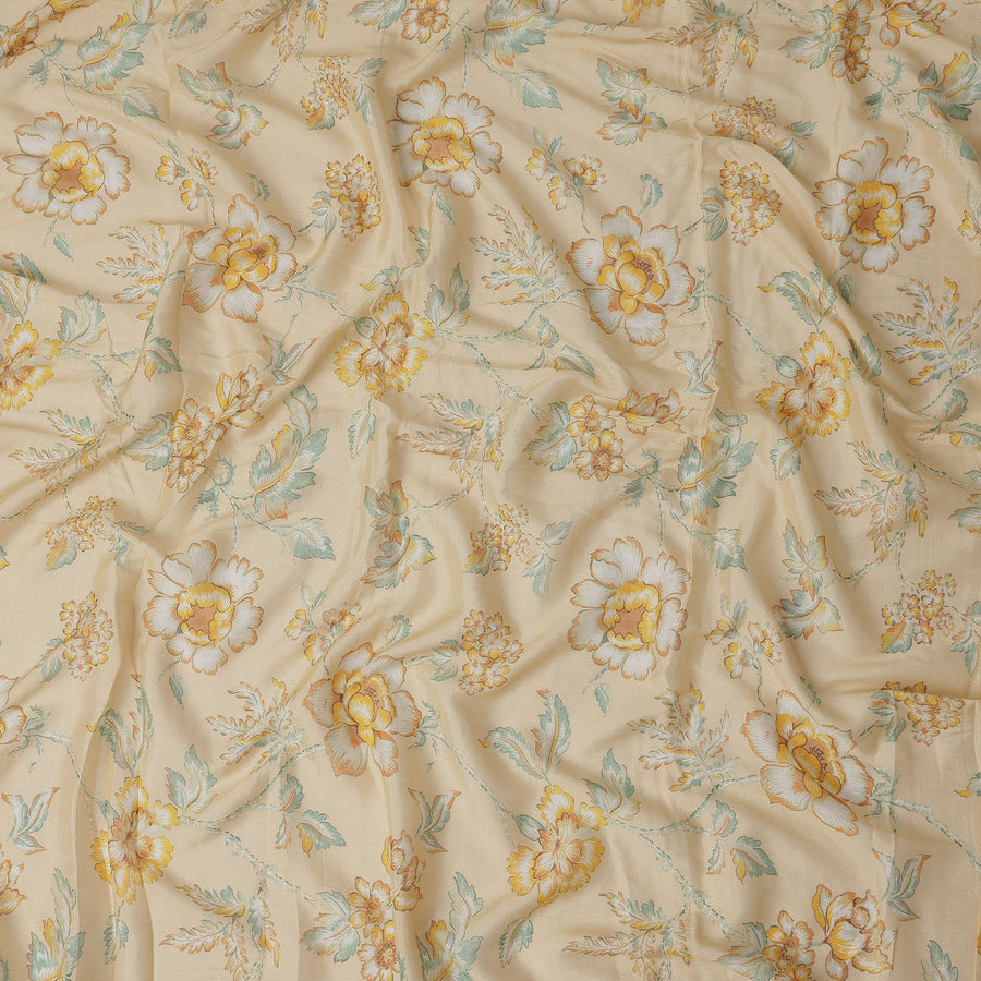 Buttercream Beige Synthetic Chiffon Fabric 110cm
