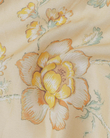 Buttercream Beige Synthetic Chiffon Fabric 110cm