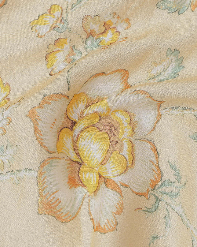 Buttercream Beige Synthetic Chiffon Fabric 110cm