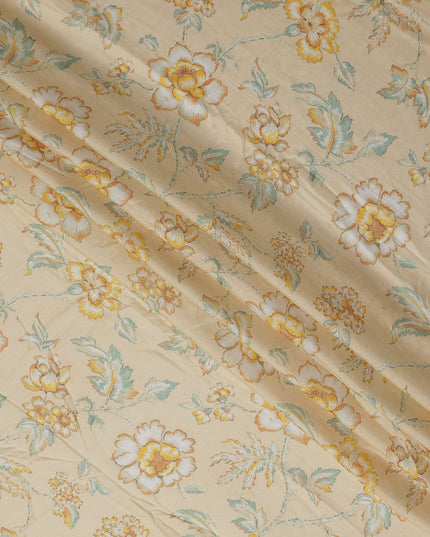 Buttercream Beige Synthetic Chiffon Fabric 110cm